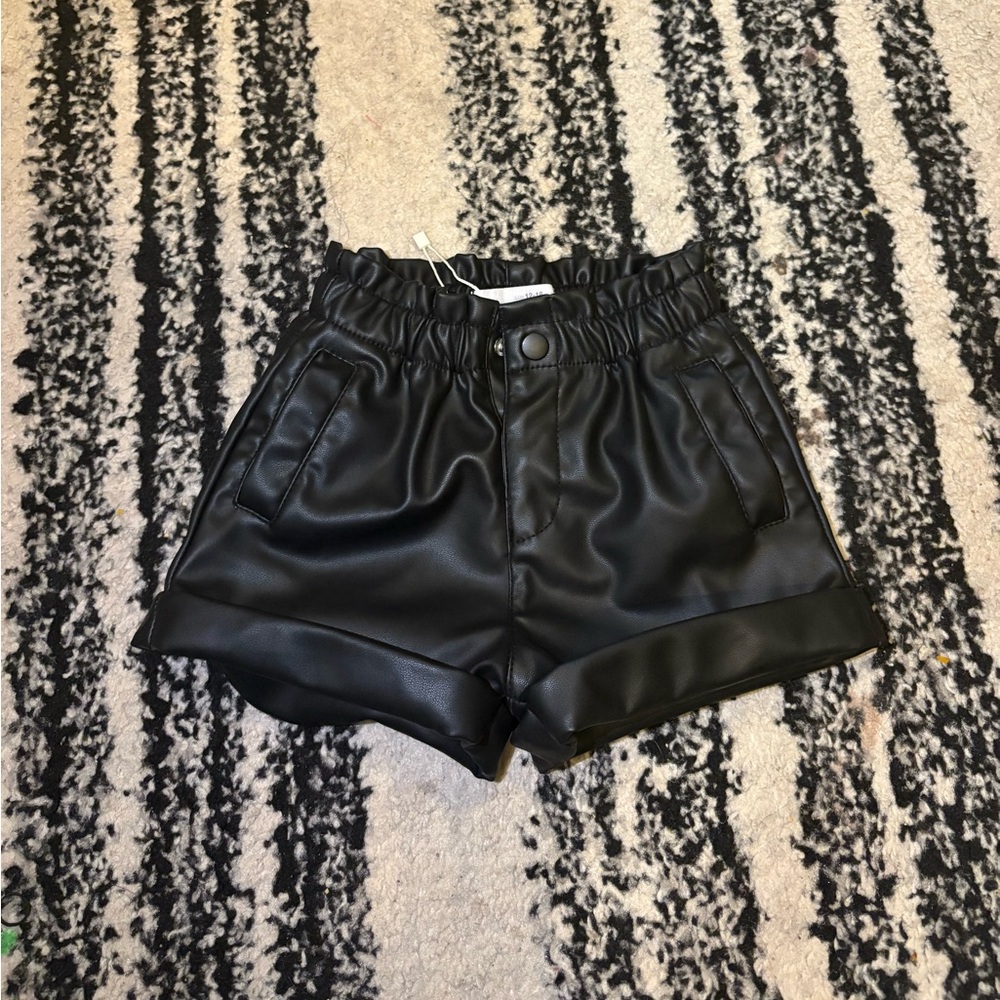 Zara Black Faux Leather Kids Shorts